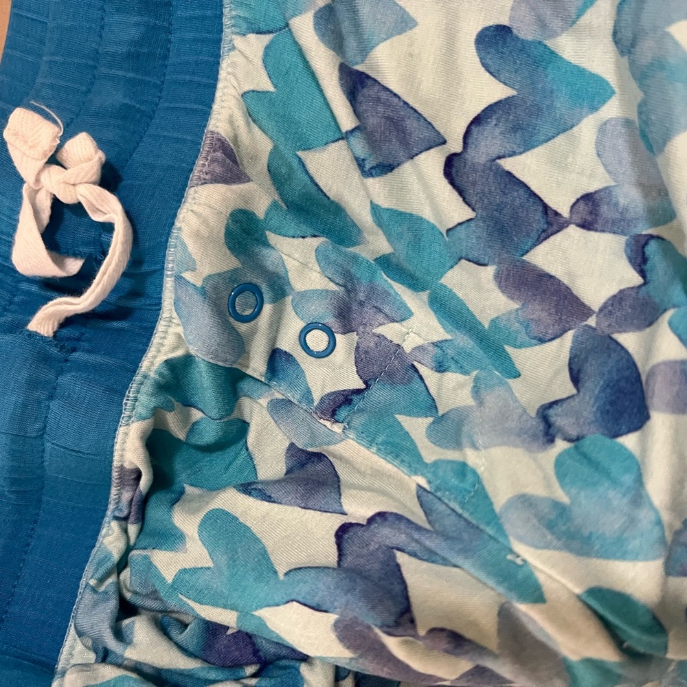 Little Sleepies Blue Watercolor Hearts Bamboo Pajama Set size Large XL - Picture 4 of 5